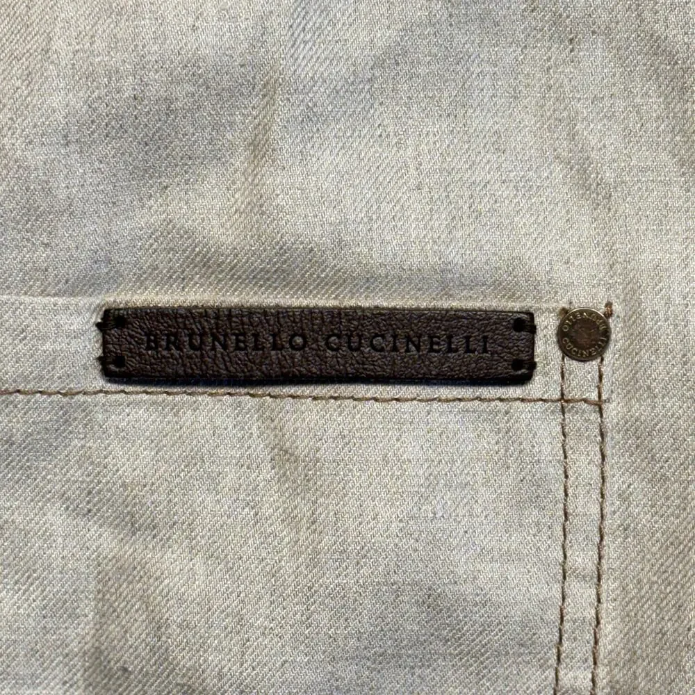 Brunello Cucinelli Pants 30 x 27 Beige Carpenter Straight Linen Blend Italy Made